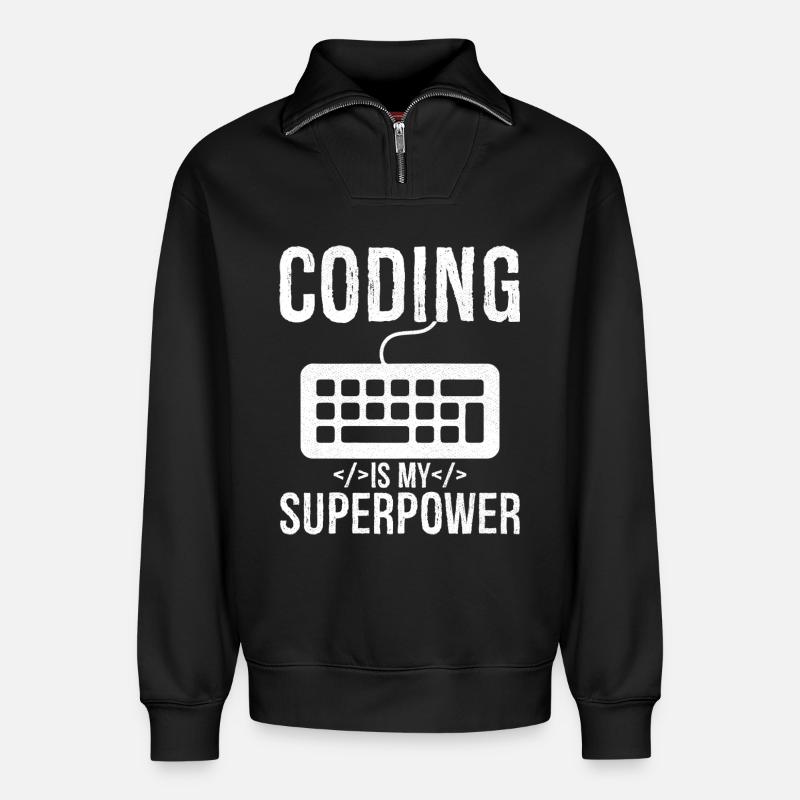 coding is my superpower - Relaxed Unisex Organic Half Zip Sweatshirt – von SPREAD - Schwarz