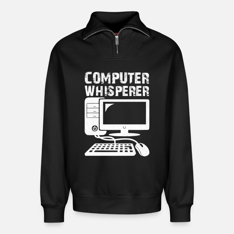Computer Whisperer - Relaxed Unisex Organic Half Zip Sweatshirt – by SPREAD - black