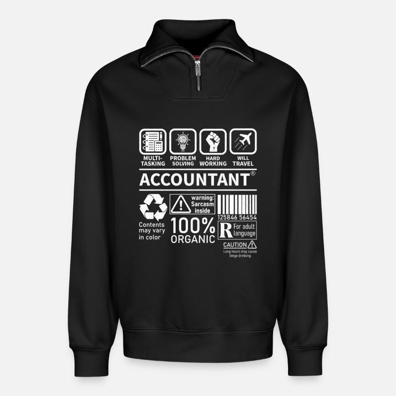 Accountant Multi Tasking Problem Solving - Relaxed Unisex Organic Half Zip Sweatshirt – von SPREAD - Schwarz