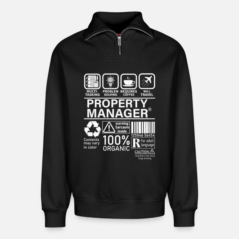 property manager multi tasking problem solving - Relaxed Unisex Organic Half Zip Sweatshirt – von SPREAD - Schwarz