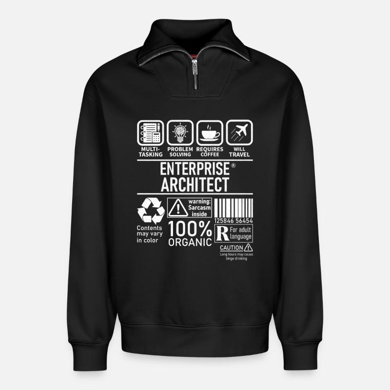 Enterprise Architect multi tasking problem solving - Relaxed Unisex Organic Half Zip Sweatshirt – by SPREAD - black