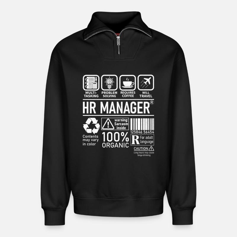 Hr Manager multi tasking problem solving - Relaxed Unisex Organic Half Zip Sweatshirt – by SPREAD - black