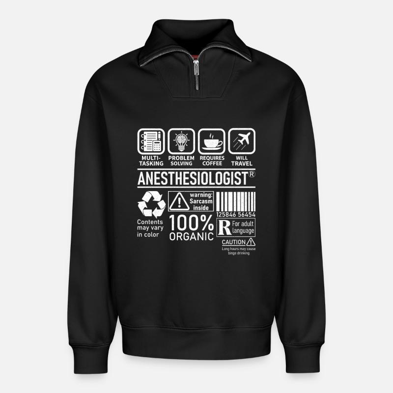 Anesthesiologist multi tasking problem solving - Relaxed Unisex Organic Half Zip Sweatshirt – von SPREAD - Schwarz