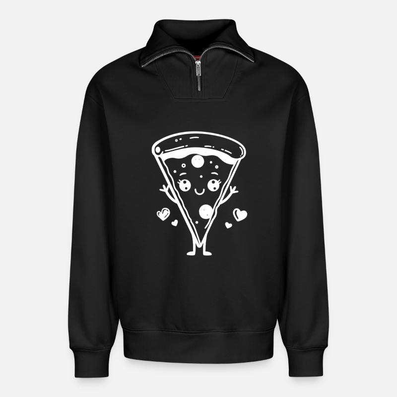 Pizza Comic Stil - Relaxed Unisex Organic Half Zip Sweatshirt – von SPREAD - Schwarz