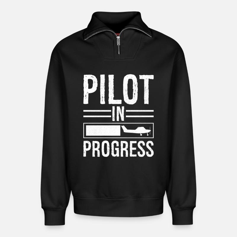 Pilot In progress - Relaxed Unisex Organic Half Zip Sweatshirt – von SPREAD - Schwarz