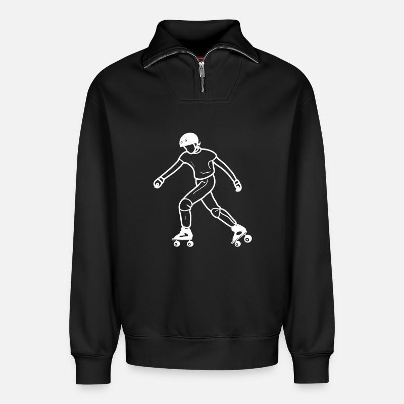 Roller Skating Zeichnung - Relaxed Unisex Organic Half Zip Sweatshirt – von SPREAD - Schwarz