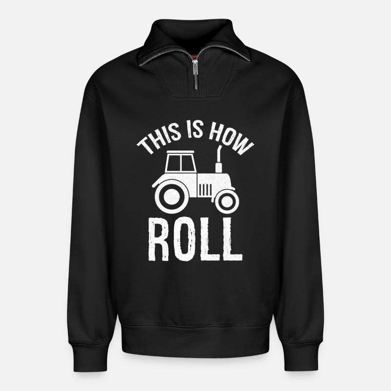 this is how roll - Relaxed Unisex Organic Half Zip Sweatshirt – von SPREAD - Schwarz