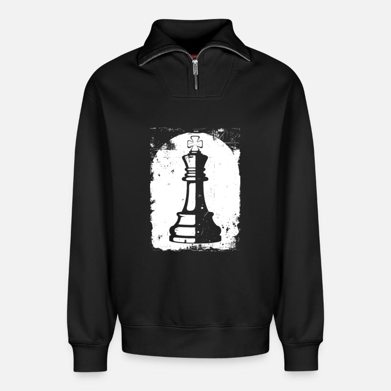Chess Pieces Drawing - Relaxed Unisex Organic Half Zip Sweatshirt – by SPREAD - black