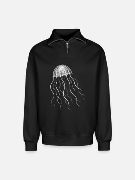 Méduse - Sweat unisexe décontracté en coton biologique à demi-zip – de SPREAD - noir