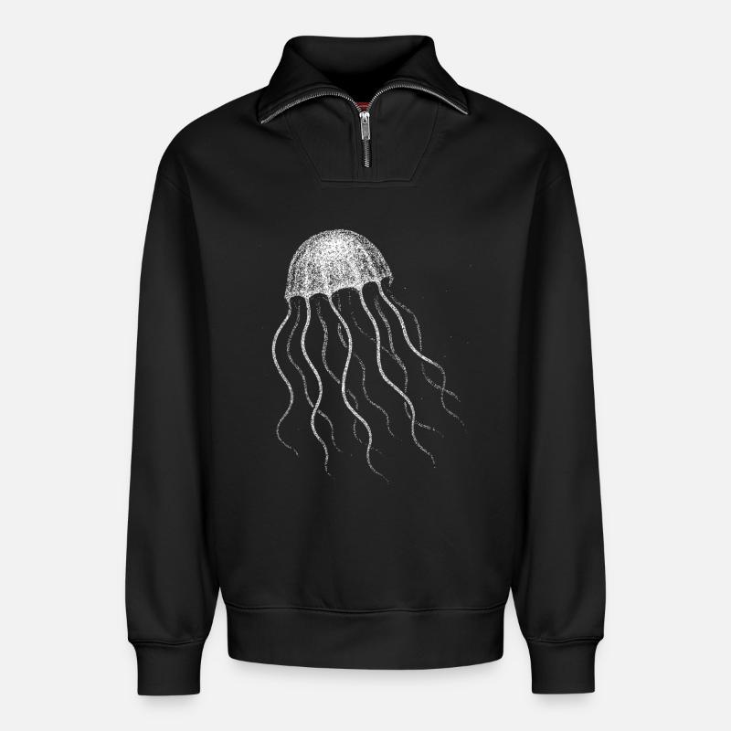 Méduse - Sweat unisexe décontracté en coton biologique à demi-zip – de SPREAD - noir