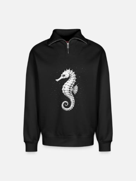 Seepferdchen - Relaxed Unisex Organic Half Zip Sweatshirt – von SPREAD - Schwarz