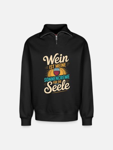 Wein als Sonnencreme der Seele - Relaxed Unisex Organic Half Zip Sweatshirt – von SPREAD - Schwarz
