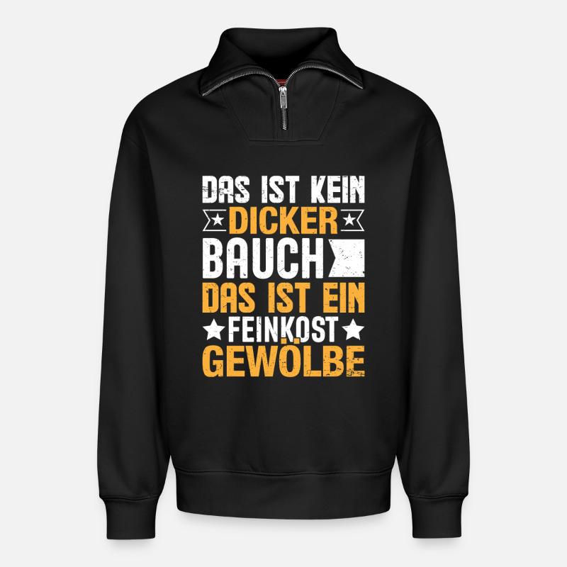 Das ist kein dicker Baucher - Relaxed Unisex Organic Half Zip Sweatshirt – von SPREAD - Schwarz