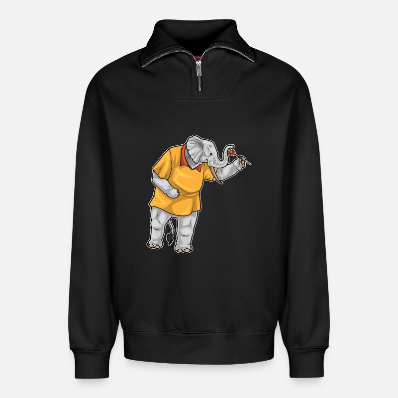Elefant Dart Dartpfeil - Relaxed Unisex Organic Half Zip Sweatshirt – von SPREAD - Schwarz