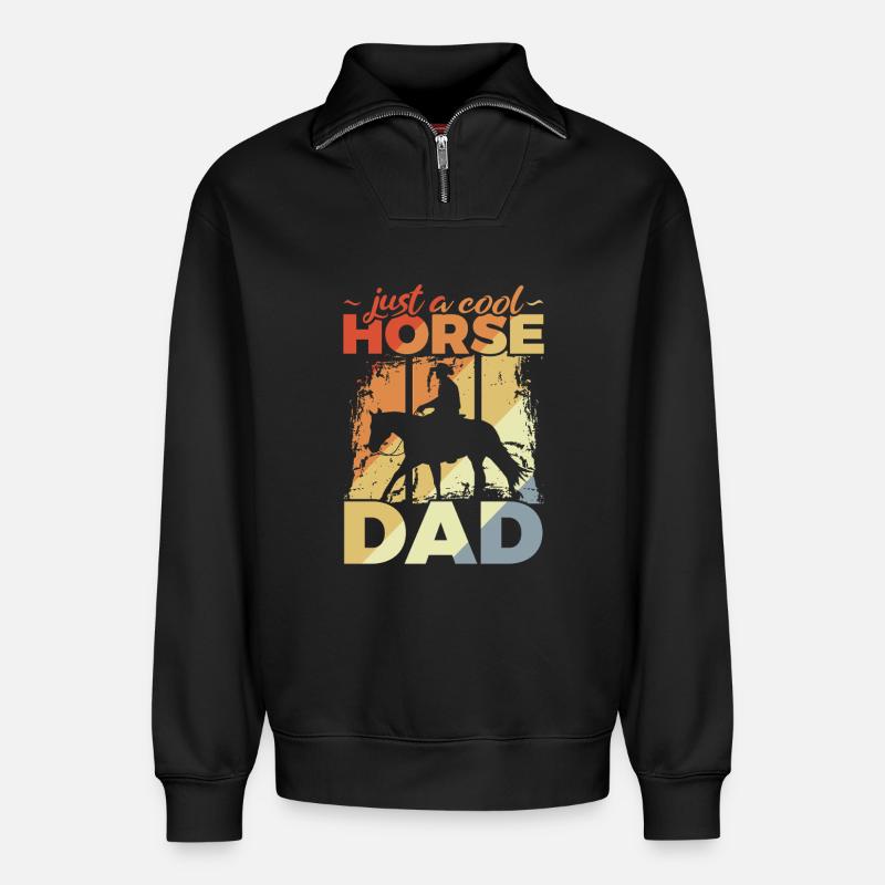 Cool Horse Dad - Relaxed Unisex Organic Half Zip Sweatshirt – von SPREAD - Schwarz