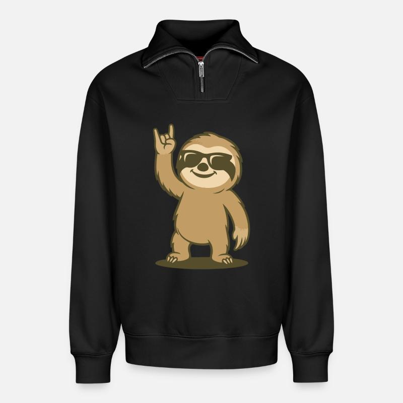 Lazy Rock Vibes - Relaxed Unisex Organic Half Zip Sweatshirt – by SPREAD - black