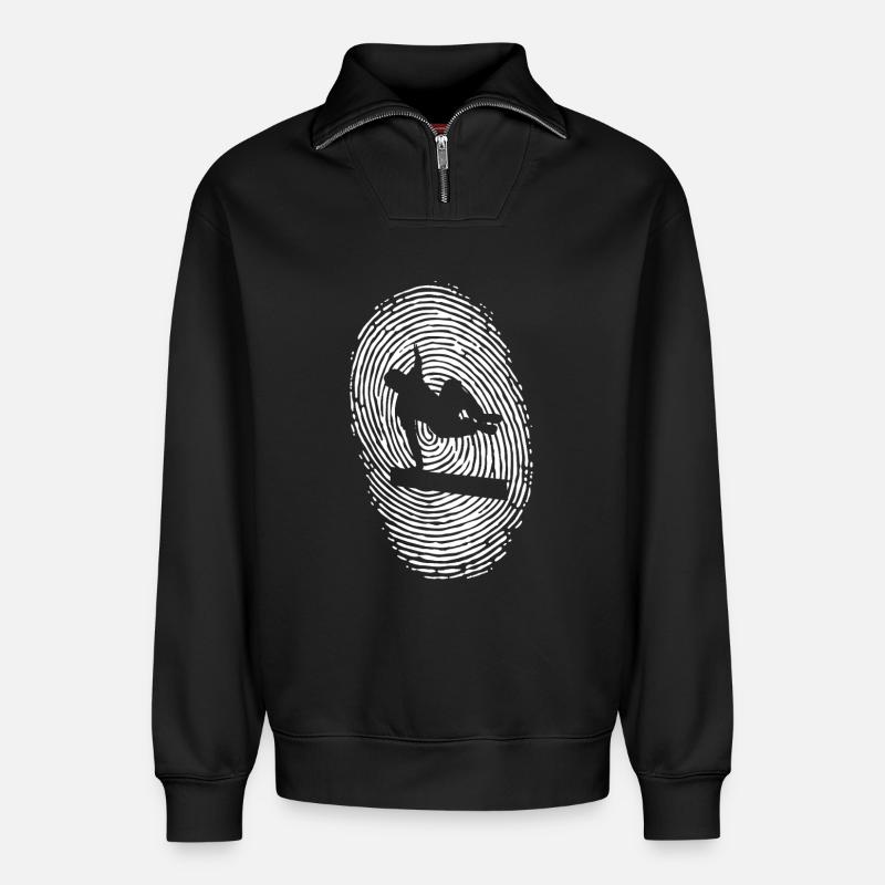 Parkour Sprung - Dynamisches Urban Design - Relaxed Unisex Organic Half Zip Sweatshirt – von SPREAD - Schwarz