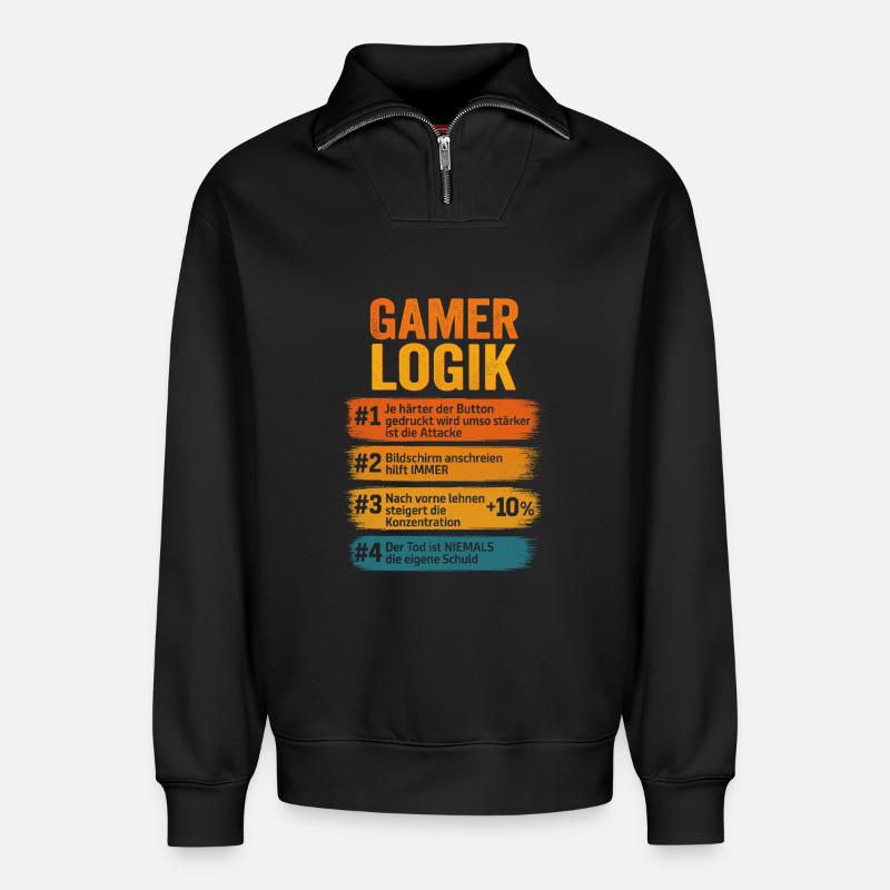 Gamer Logic Computer PC Controller Gamer - Relaxed Unisex Organic Half Zip Sweatshirt – by SPREAD - black