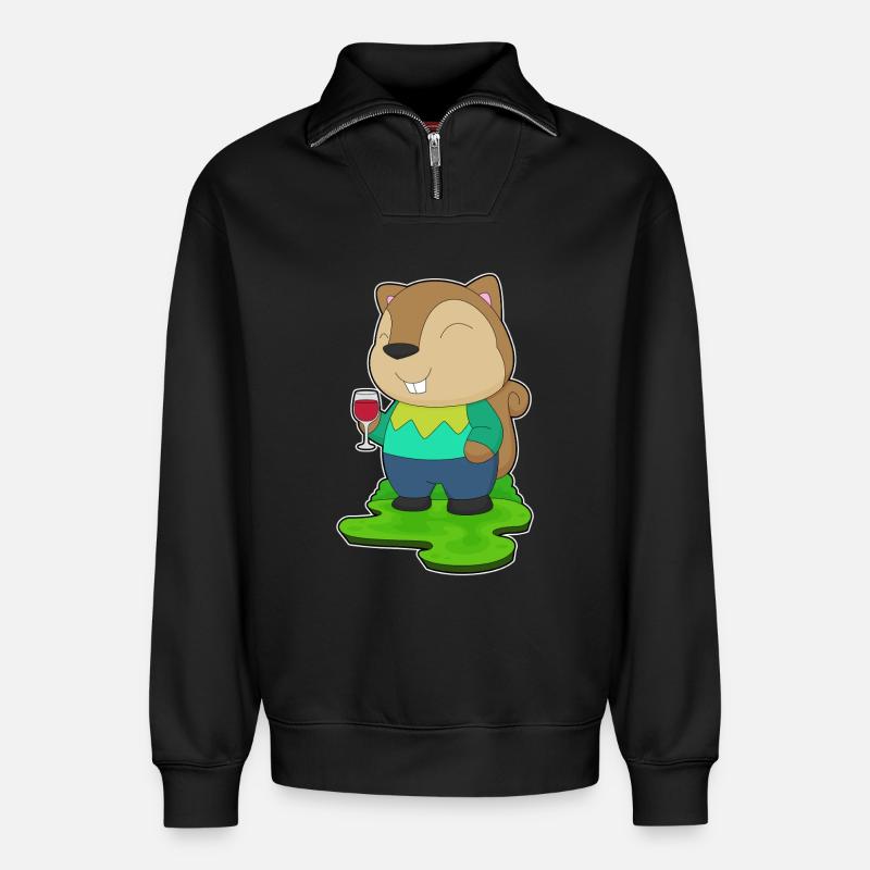 Eichhörnchen Rotwein - Relaxed Unisex Organic Half Zip Sweatshirt – von SPREAD - Schwarz