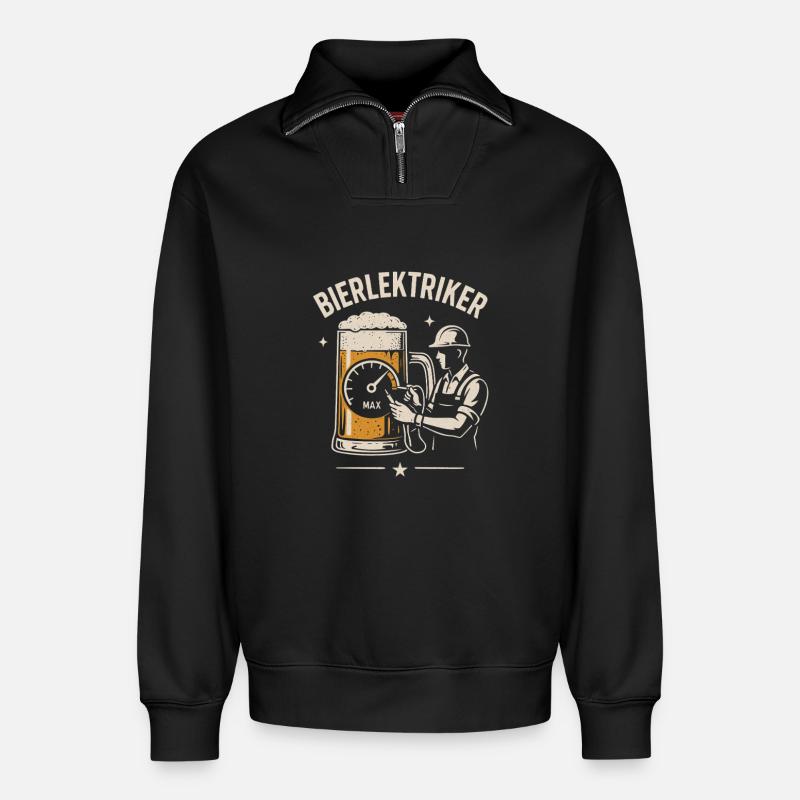 ELEKTRIKER BIER BIERLEKTRIKER - Relaxed Unisex Organic Half Zip Sweatshirt – von SPREAD - Schwarz