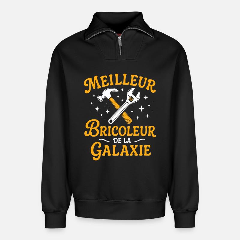 Bester Tüftler der Galaxis - Relaxed Unisex Organic Half Zip Sweatshirt – von SPREAD - Schwarz