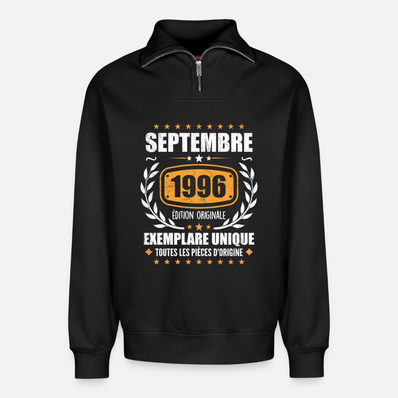 September 1996 Unikat - September 1996 - Relaxed Unisex Organic Half Zip Sweatshirt – von SPREAD - Schwarz