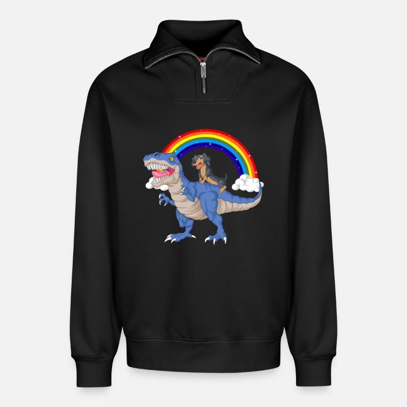Dackel - Relaxed Unisex Organic Half Zip Sweatshirt – von SPREAD - Schwarz