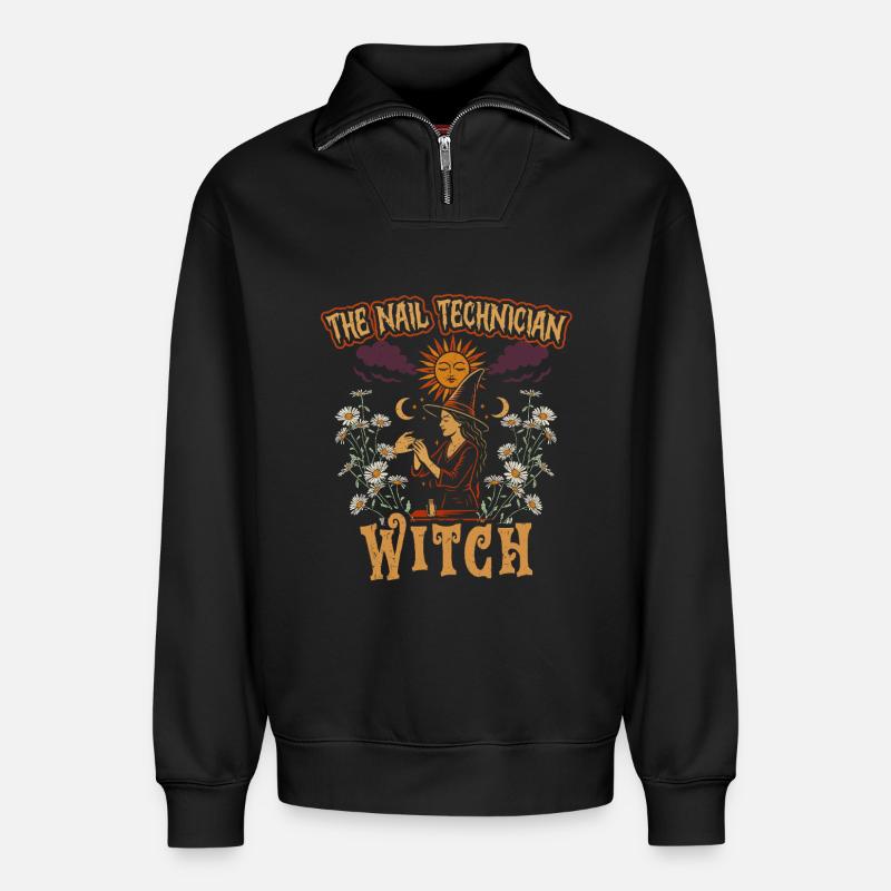 Nageldesignerin The Nail Technician Witch - Relaxed Unisex Organic Half Zip Sweatshirt – von SPREAD - Schwarz