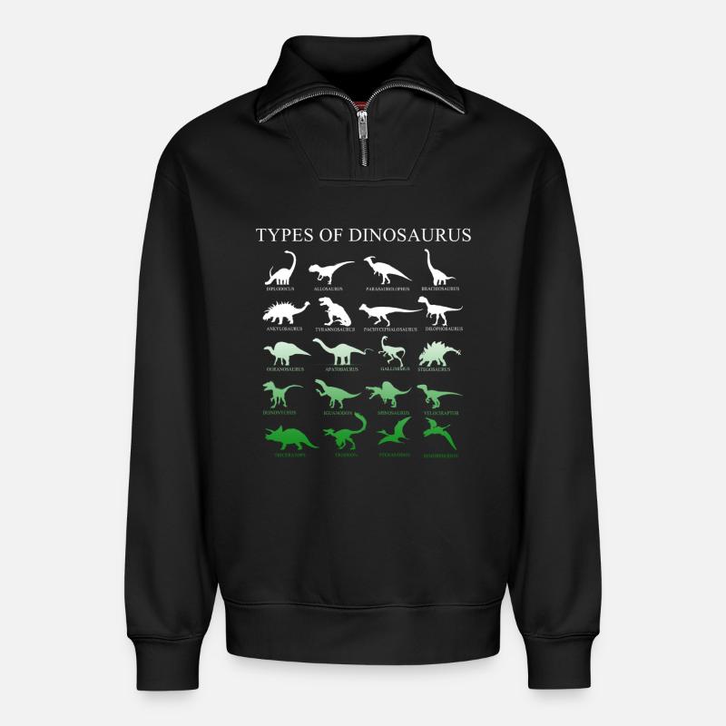 Dinosaurier - Relaxed Unisex Organic Half Zip Sweatshirt – von SPREAD - Schwarz