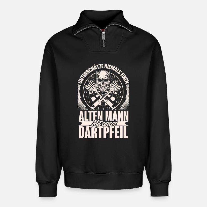 Darts - Relaxed Unisex Organic Half Zip Sweatshirt – von SPREAD - Schwarz