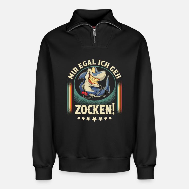 Gaming - Relaxed Unisex Organic Half Zip Sweatshirt – von SPREAD - Schwarz