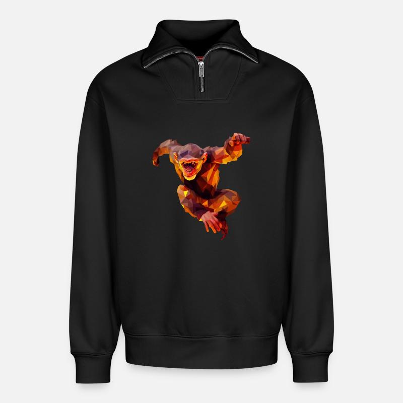 Polygon Orangutan Sprinter - Relaxed Unisex Organic Half Zip Sweatshirt – von SPREAD - Schwarz