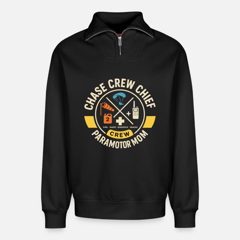 Chase Crew Chief Paramotor Mom - Relaxed Unisex Organic Half Zip Sweatshirt – von SPREAD - Schwarz