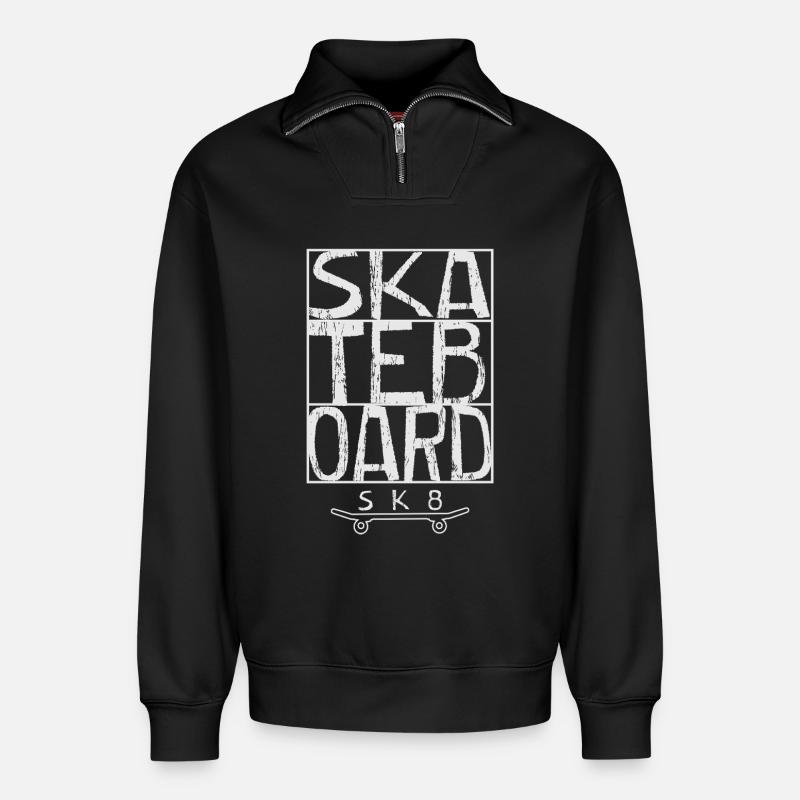 Skateboard - Relaxed Unisex Organic Half Zip Sweatshirt – von SPREAD - Schwarz