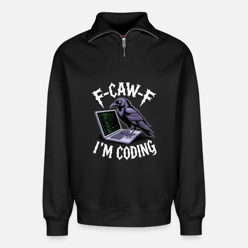 F-Caw-F I’m Coding - Relaxed Unisex Organic Half Zip Sweatshirt – von SPREAD - Schwarz