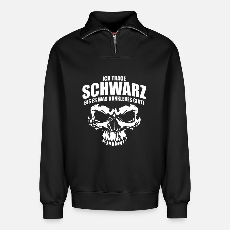 Schwarz Bis Dunkleres Schädel  - Relaxed Unisex Organic Half Zip Sweatshirt – von SPREAD - Schwarz