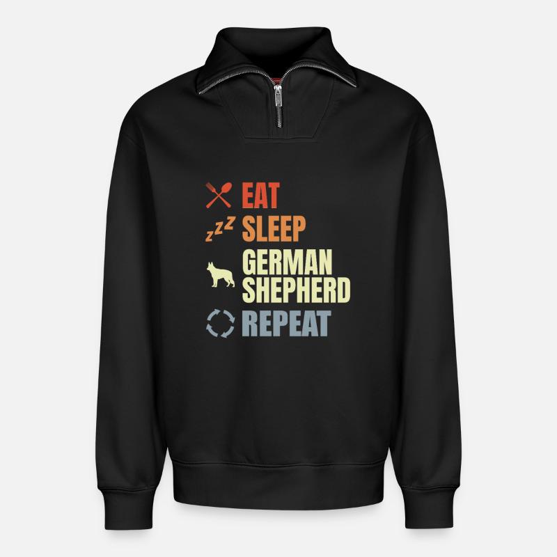 Schäferhund Routine - Relaxed Unisex Organic Half Zip Sweatshirt – von SPREAD - Schwarz