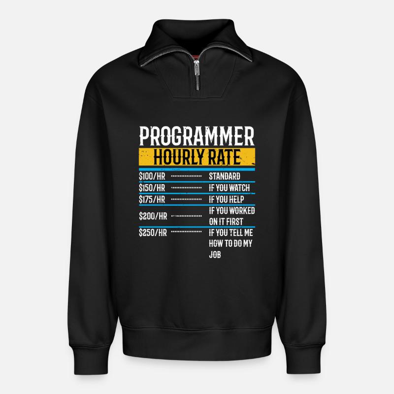 Programmierer Lustiger Stundensatz - Relaxed Unisex Organic Half Zip Sweatshirt – von SPREAD - Schwarz