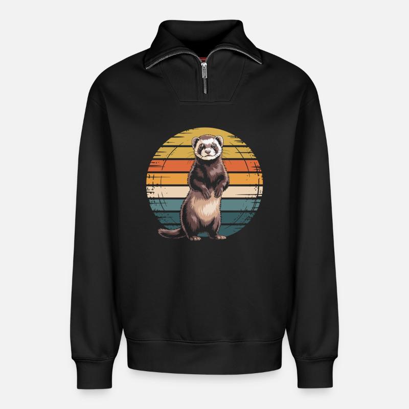 Frettchen - Relaxed Unisex Organic Half Zip Sweatshirt – von SPREAD - Schwarz