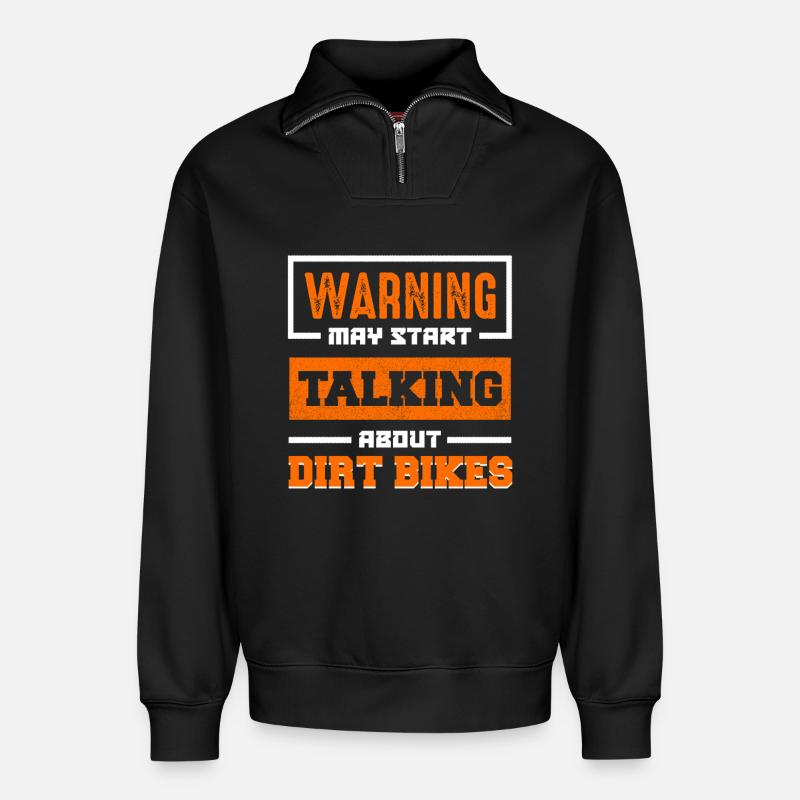 Warnung: Dirt Bikes Gespräch Start - Relaxed Unisex Organic Half Zip Sweatshirt – von SPREAD - Schwarz