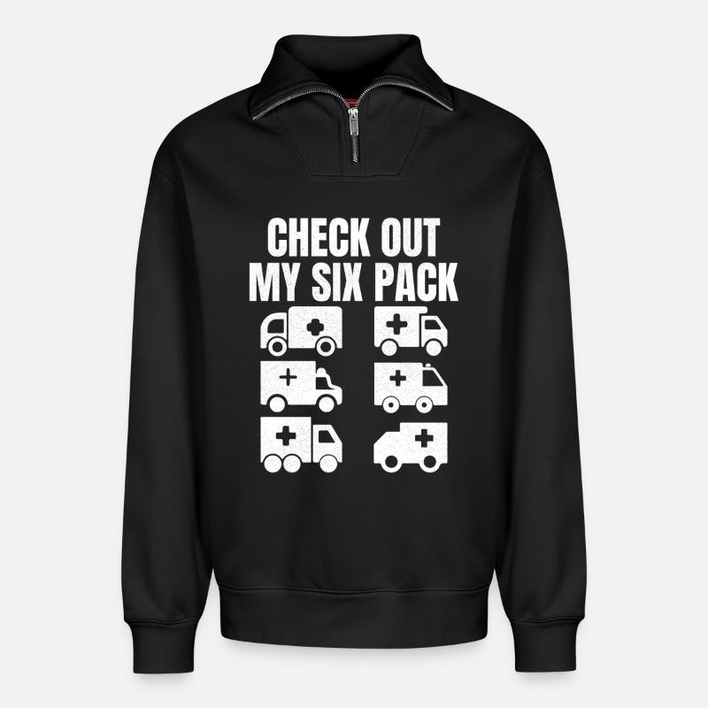 Check out my six pack - Relaxed Unisex Organic Half Zip Sweatshirt – von SPREAD - Schwarz
