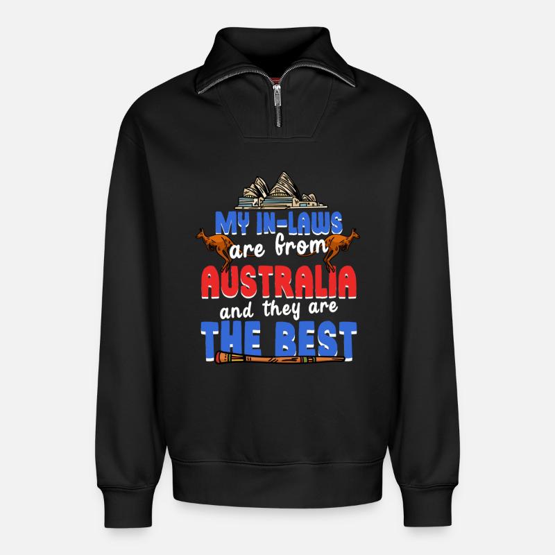 Belle-mère australienne - Sweat unisexe décontracté en coton biologique à demi-zip – de SPREAD - noir