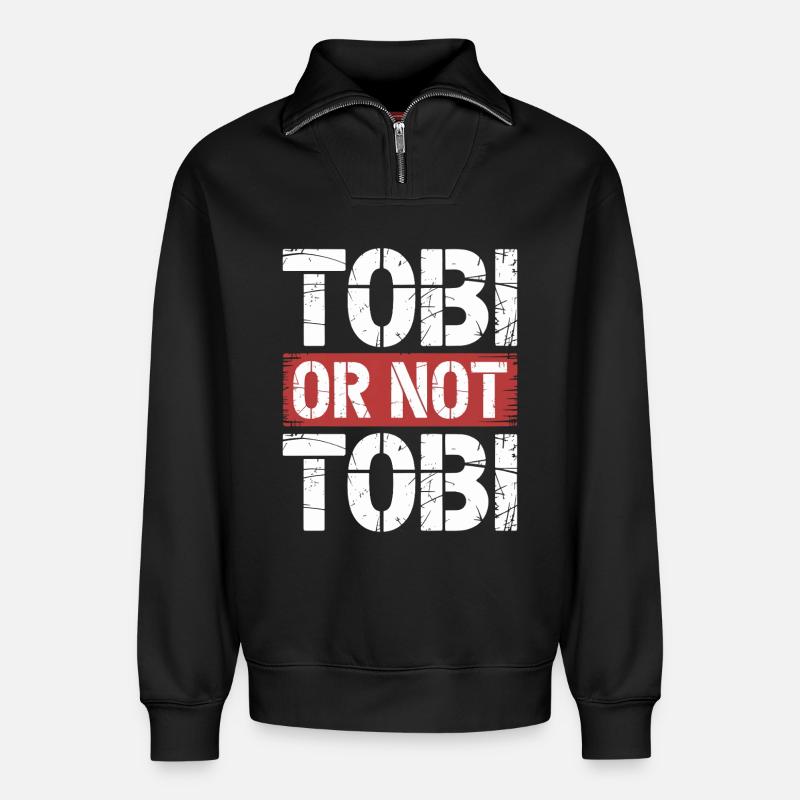 Tobi oder nicht Tobi - Relaxed Unisex Organic Half Zip Sweatshirt – von SPREAD - Schwarz