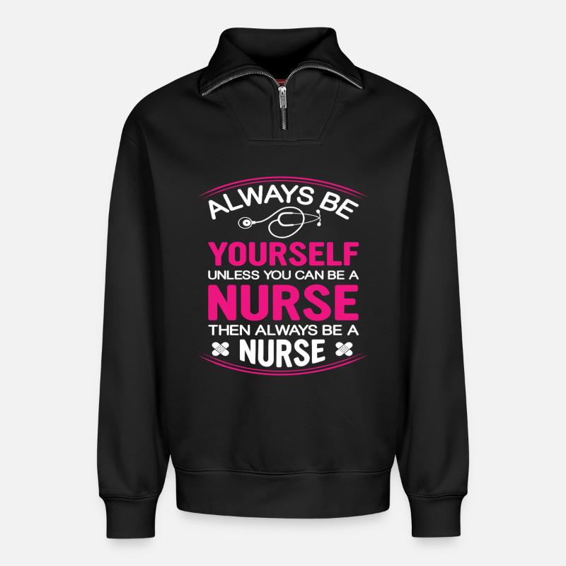 Krankenschwester - Relaxed Unisex Organic Half Zip Sweatshirt – von SPREAD - Schwarz