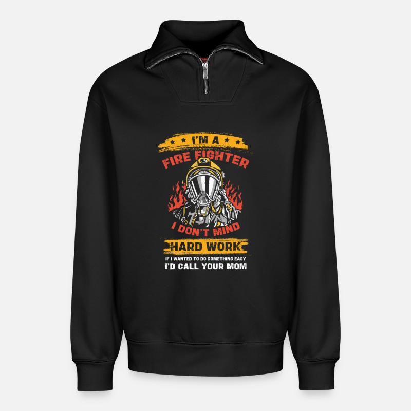 Feuerwehrheld Harte Arbeit - Relaxed Unisex Organic Half Zip Sweatshirt – von SPREAD - Schwarz