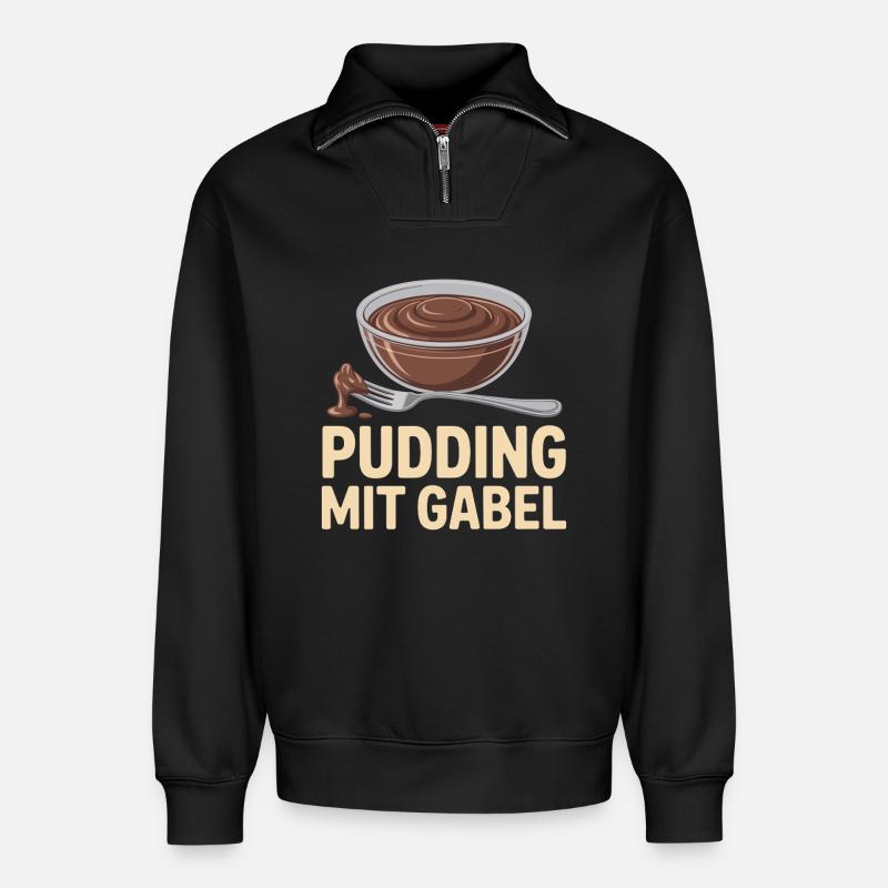 Pudding à la fourchette - Sweat unisexe décontracté en coton biologique à demi-zip – de SPREAD - noir