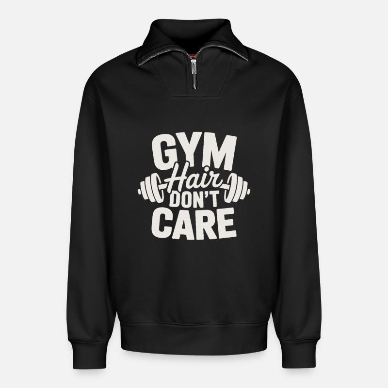 Gym - Relaxed Unisex Organic Half Zip Sweatshirt – by SPREAD - black