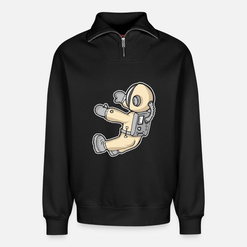 Space - Relaxed Unisex Organic Half Zip Sweatshirt – by SPREAD - black