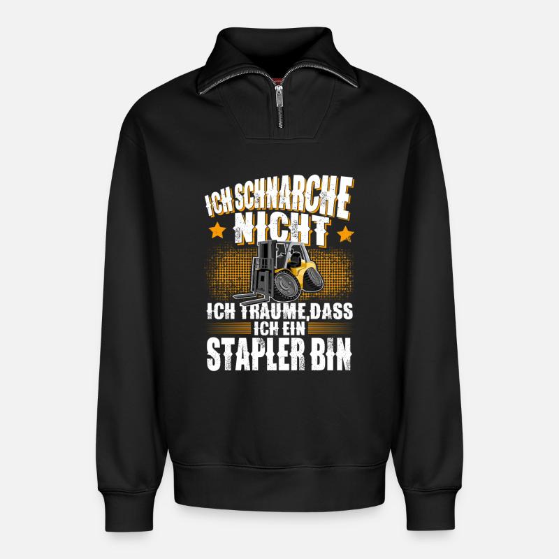 Gabelstapler Stapler - Relaxed Unisex Organic Half Zip Sweatshirt – von SPREAD - Schwarz