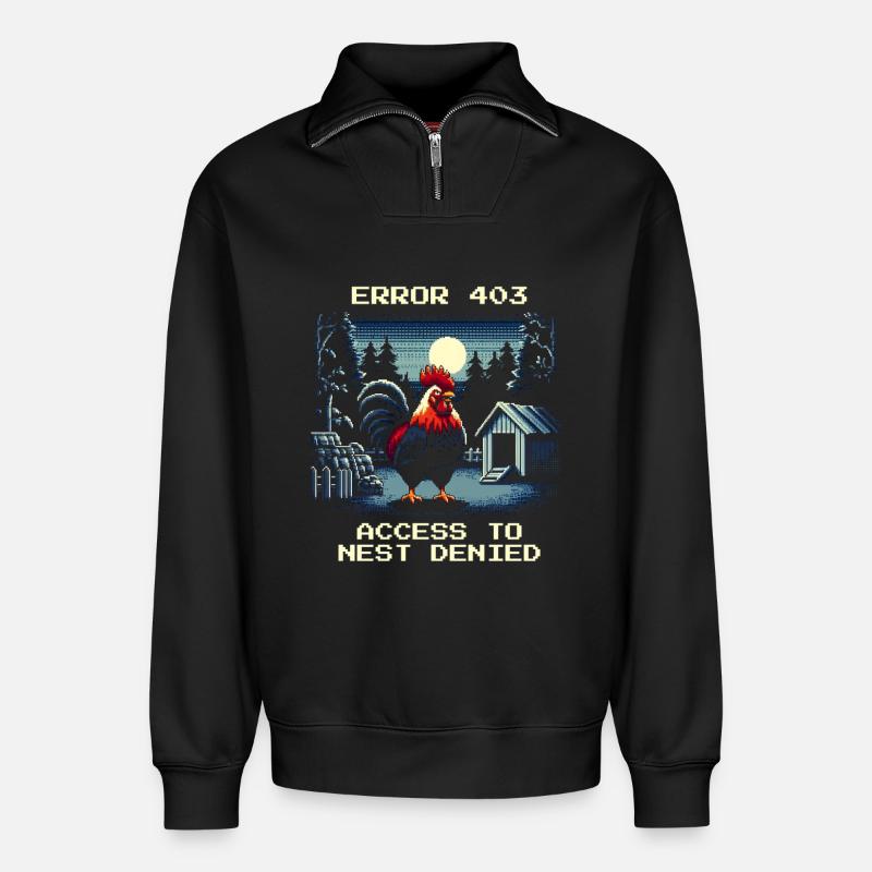 Zugang verweigert | Nest Error 403 - Relaxed Unisex Organic Half Zip Sweatshirt – von SPREAD - Schwarz